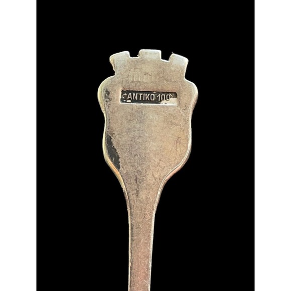Antiko 100 Souvenir Spoon Collector Hallmarked Silver Plated No Enamel Emblem - Picture 5 of 6